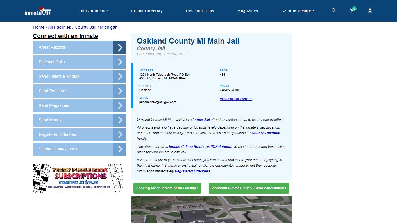 Oakland County MI Main Jail - Inmate Locator - Pontiac, MI